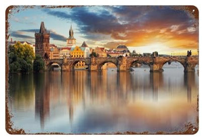 PGCKSK Karlsbrücke Prag，Blechschild, Vintage, Metall, für Kneipe, Club, Café, Bar, Zuhause, Wandkunst, Dekoration, Poster-20 x 30 cm (8 x 12 Zoll) H31