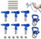 6Pcs Reversible Airless Paint Sprayer Nozzle Tips, (211, 315, 417, 517, 515, 523), Airless Paint Sprayer Nozzle Tips Guard Spraying Machine Parts for Homes Buildings Garden Decks, Blue (B)