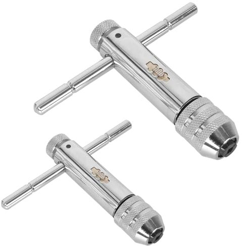 Zimoer 2 Stück T Griff Windeisen Ratsche, Hand Gewindeschneider Set, Verstellbarer T-förmigen Schraubenschlüssel Kit für Metrische M3-M8/M5-M12 für Tap & Die Ratschen Gewindebohrer Schlüssel Satz