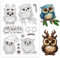 GLOBLELAND Weihnachts Eulen Silikonstempel Cartoon Tiere Transparente Stempel Süßigkeiten Blätter Klare Stamps Für Karten Herstellung DIY Scrapbooking Basteln