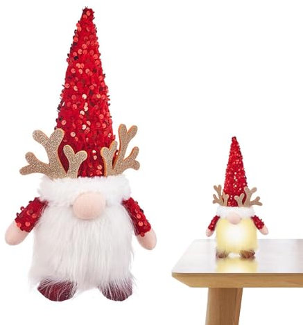 Geweih-Weihnachtsmann-Puppe, beleuchtete Weihnachtsmann--Dekoration, Winter-Tisch-Weihnachtszwerg, Weihnachtsparty-Heimdekoration, beleuchtete Weihnachtsmann-Puppe, Weihnachtszwerg-Tischdekoratio