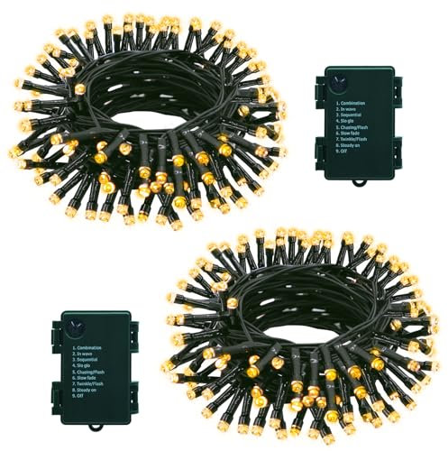 ZAIYW 2 Stück Lichterkette Batterie, 7M 70 LEDs Batteriebetrieben Mit Timer 8 Modi, Wasserdicht für Weihnachten Garten Balkon Hochzeit Deko (Warmweiß)
