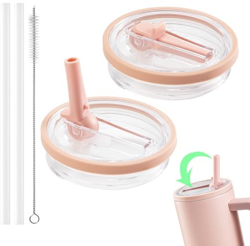 2 tapas de repuesto para vasos de 40 oz para accesorios Stanley, reutilizables, a prueba de fugas, tapa a prueba de vuelco, taza con tapa de repuesto, accesorios Stanley Cup (colores melocotón)