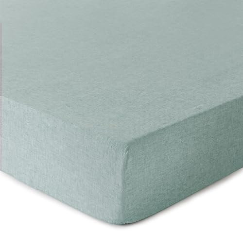 URBANARA Tolosa Spannbettlaken 140-160 x 200 cm I 50% Leinen & 50% Baumwolle I Weiches Luftiges Halbleinen Spanntuch Made in Portugal Oeko Tex Zertifiziert - Helles Grüngrau