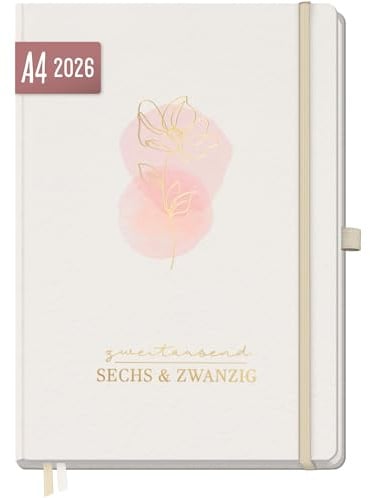 Häfft® Wochen-Notiz-Kalender 2026 A4 Soft Flower Buchkalender, Planer Notiz-Timer, Terminplaner, Wochenkalender, Organizer, Terminkalender mit Einstecktasche - nachhaltig & klimafreundlich