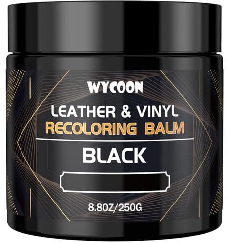 WYCOON Kit Riparazione Pelle Nero - Tintura Liquida, Vernice e Crema Colorante per Divani, Mobili, Sedili Auto, Scarpe, Giacca| Ripristina Pelle Graffiata e Sbiadita