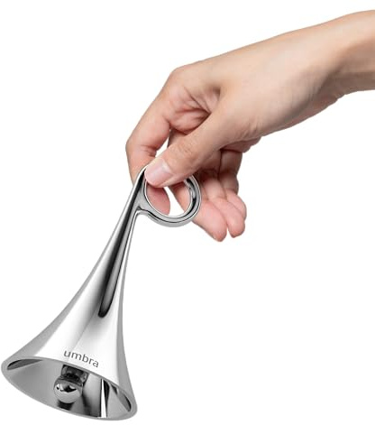 Umbra Isa Dekorative Glocke, Tischaccessoire aus Gussmetall, Chrom | Polierte Oberfläche, beschwerter Fuss, klarer Klang, Akzent für Flur Theke oder Schreibtisch, Geschenkidee