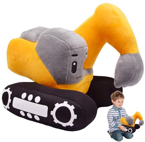 GYHWOFUL Süßes Bagger Kuscheltier für Kinder – 26x23cm Plüsch Bagger Spielzeug mit realistischem Design, weiches Stofftier Baggers kleine Baufans, Plüsch Baufahrzeug