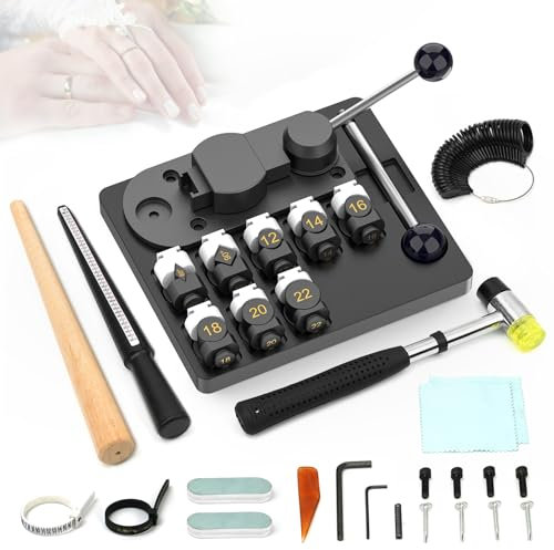 JAZORR Ringbiegewerkzeug, Ringbiegewerkzeug, Löffelringmacher, Maschine, Schmuckherstellungs-Set mit Nylon-Stanzformen, Ohrring-Ringbiegemaschine, Messwerkzeug, multifunktionales Schmuckwerkzeug