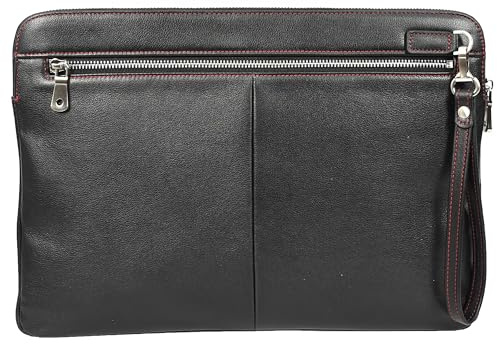 Elche Housse en cuir véritable pour ordinateur portable 15 Noir