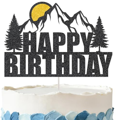 Mountain Birthday Cake Topper - Glitter Mountain Party Decorations for Birthday Party Supplies
