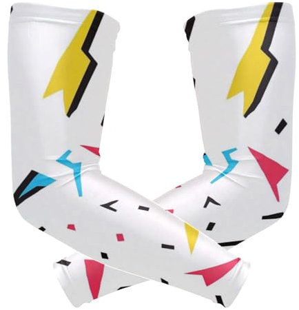 voucong Lightning - Maniche bianche per videogiochi, protezione solare (1 paio), protezione solare UV con fori per il pollice, per conducente, sport all'aria aperta, M