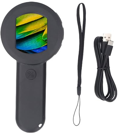 Ouitble Handheld Digital Microscope 2.0 Bildschirm 4X Wiederaufladbares Digitalmikroskop mit LED Leuchte Lampe 16MP Kamera für Sammler Reparieren Entdeckungen (64 GB)