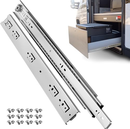 ToBeGreat 600mm Heavy Duty Drawer Runners Full Extension Max Load 68kg | 24 in,1 Pair,Without Lock,Side Mount Slides,Ball Bearing Rails,For Heavy Storage and Motorhomes