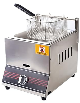 Friteuse à Gaz Professionnelle Grande Capacité - Friteuse sur Table INOX 10L/20L avec Panier et Flamme Réglable, pour Restaurant, Étal de Restauration, Service de Traiteur