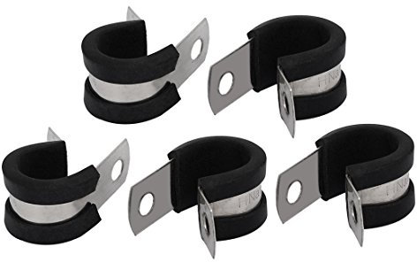 Sourcingmap 15mm Dia EPDM Rubber Lined P Clips Cable Hose Pipe Clamps Holder 5pcs
