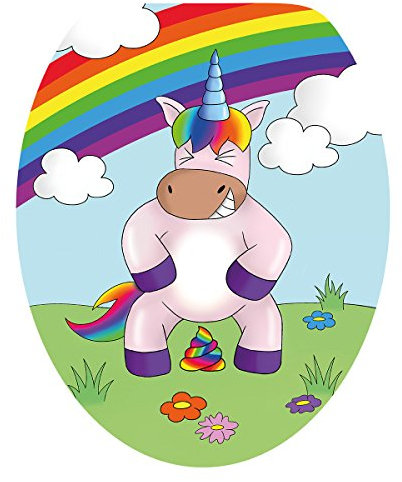 Wandkings WC Deckelaufkleber - Wähle ein Motiv - Einhorn Poop - 30 x 40 cm