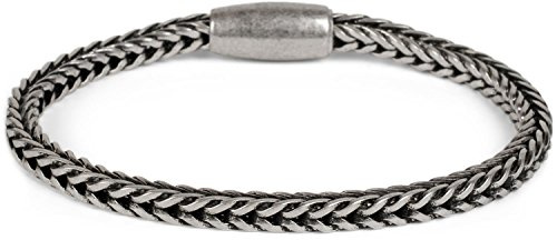 styleBREAKER Damen Armband Zopfkette Magnetverschluss | Schmales 7 mm breites Schmuckstück, 18 cm Umfang, komfortables Anlegen, formstabil, für einmaliges Umwickeln am Handgelenk.