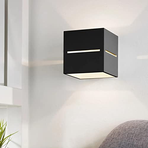 famlights Esther Wandleuchte aus Aluminium in Schwarz | Wandlampe modern Uplight Downlight Esszimmer-Leuchte Bar Lounge Flurleuchte Flurlampe Wandlicht Zimmerlampe Büro Leselicht Wandaufbaulampe