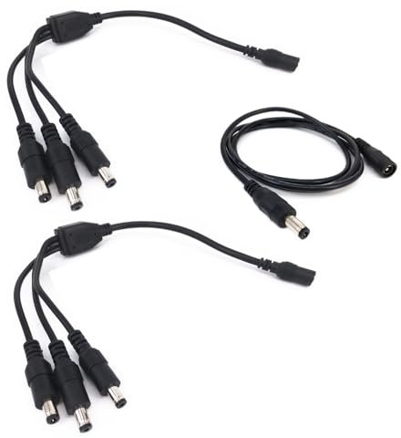 2pcs/Pack DC 1 Buchse zu 3 Stecker 5,5mmx2,1mm DC Splitter Kabel stromkabel verteiler CCTV Splitter LED Splitter Kabel Y Splitter für CCTV Kamera LED Streifen