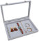 BELLE VOUS Schmuck Aufbewahrungssystem Grau Samt Schmuck Schatulle - Schaukasten Glas Sammlervitrine mit Abschließbaren Glas Deckel -Heim & Shop Ohrringe Aufbewahrung, Ringe, Halsketten & Armbänder