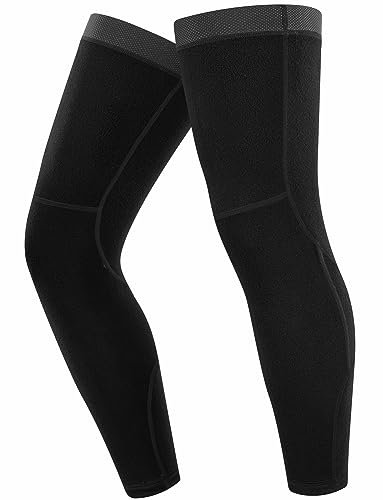 qualidyne Fahrrad-Beinwärmer, Fleece-gefüttert, Thermo-Beinstulpen für Radfahren, Fahrrad, MTB, Reiten, Beinstulpen, Schwarz, Medium