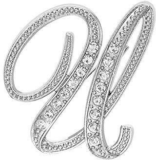 Tonsee Brosche 1PC Kristall 26 Englische Buchstaben Silber Brosche Paar Denkmal Schmuck Liebe Geschenke Schmuck Glitzersteine, Strasssteine, Brosche mit Initialen (U)
