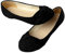 LUXMAX Womens Dolly Shoes Faux Suede Bow Ballet Flats Round Toe Slip On Ballerina Pumps Size 3.5UK,Black