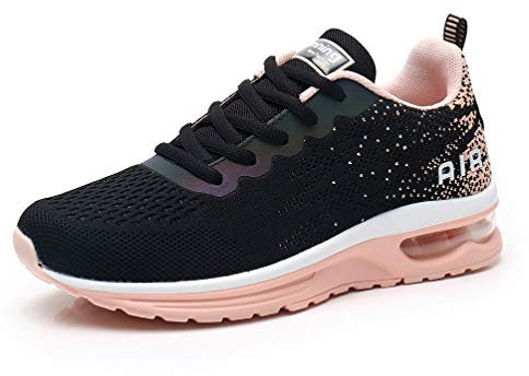 AFFINEST Damen Laufschuhe Sportschuhe Air Atmungsaktiv Turnschuhe rutschfest Leichte Schuhe Stoßfest Outdoor Mesh Sneaker Schwarz orange 36
