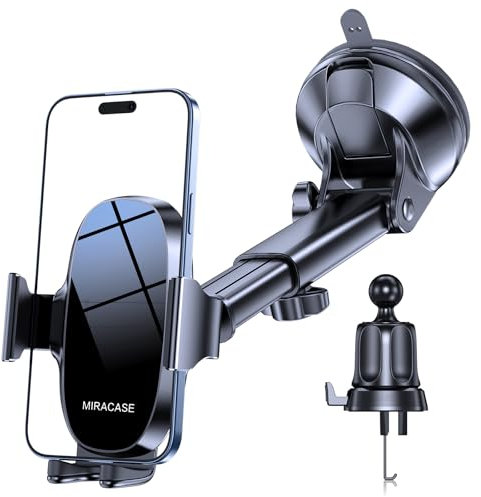 Miracase Car Phone Holder for Cars Dashboard & Windscreen &Air Vent, 3 in 1 Mobile phone Mount Automobile Cradle 360° Rotatable Stand for iPhone 15 Pro Plus Max 14 13 12 11Samsung