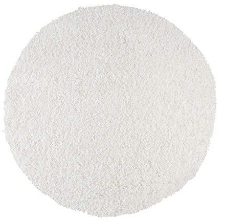 PANA® Vienna Premium Badematte (Rund, 70 cm Ø)• Hochflor Badvorleger und Duschvorleger • Badezimmermatte • Rutschfester und saugstarker Badezimmerteppich • Farbe: Weiss