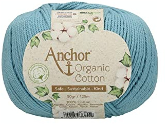 Anchor Organic Cotton, 50G, Stärke: 4, Aufmachung: 125M blue sky Häkelgarne