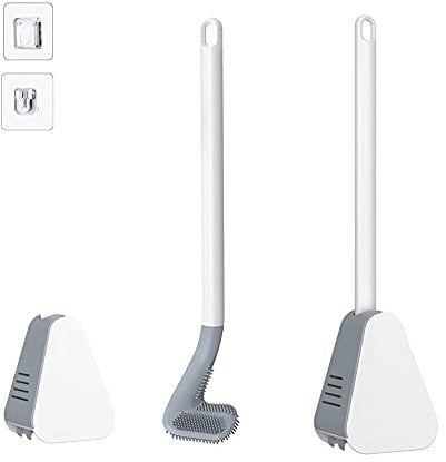 Ellxen Golf Toilettenbürste,WC-Bürsten- und Halter-Set,Golf-silikon-toilettenbürste mit langem Griff,Keine Toten Ecken-Toilettenbürste,Langstielige Toilettenbürste mit Silikonborsten(Weiß)