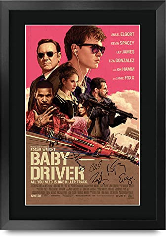 HWC Trading FR A3 Baby Driver Ansel Elgort Geschenke Geduckter Poster Signiertes Autogramm Foto für Fans von Film Memorabilien - A3 Framed