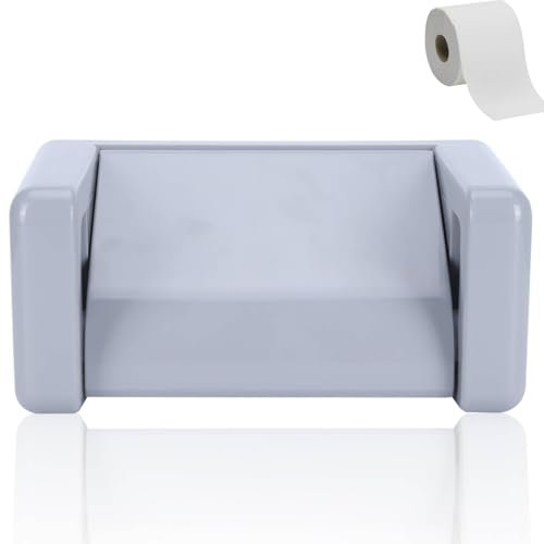 Kunststoff-Toilettenpapierhalter, bunter Toilettenpapierhalter Wandhalterung mit Zubehör, Deckel für Badezimmer, Zuhause, Hotel(Grau)
