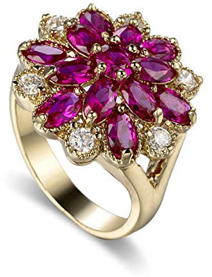 Banemi Deco Ring Vergoldete， Mode Ringe Damen Violett Zirkonia Runden Damen Partyschmuck Größe 62 (19.7)