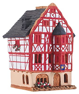 Midene Keramik Räucherhaus, Handarbeit, Künstlerisches Miniatur, Altes Fachwerkhaus in Limburg, Deutschland, R335