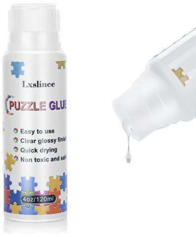 Lxslince Jigsaw Puzzle Glue, Clear, 4.06 oz, 120ml, PVA, Water-Soluble, Suitable for 1000/1500/3000 Pieces, Paper/Wood
