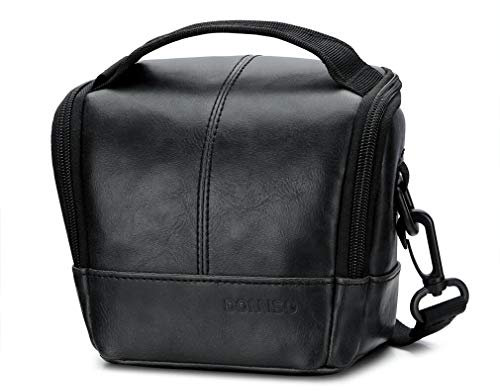 DOMISO Housse Sac Protection de Caméra en PU Vintage pour Appareil Photo, Noir