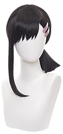ydound Anime Coser wig Chainsaw Man Higashiyama Kobeni Black Cosplay Wig Heat Resistant Fiber Hair with Hairpins+ Wig Cap Halloween Party Role Play