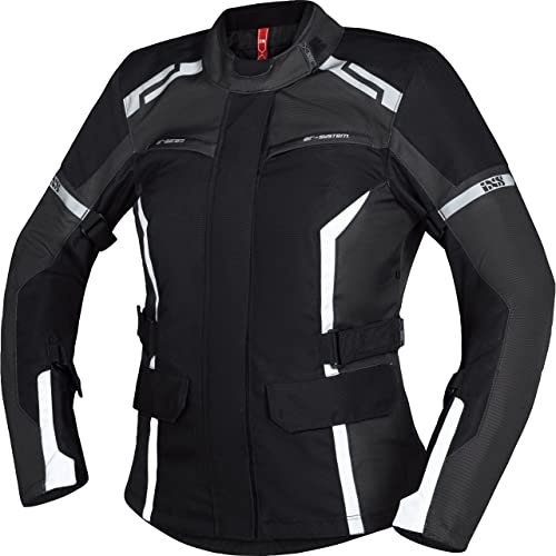 IXS Evans-ST 2.0 wasserdichte Damen Touring Motorrad Textiljacke, schwarz/grau/weiß, XL