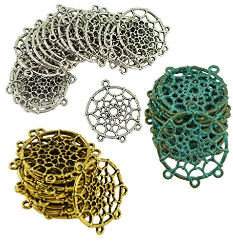 HYCYYFC Schmuckherstellung 60 Stück Vintage Indian Dream Catcher Charms Anhänger Verbinder DIY Schmuck Finden Mehrfarbig