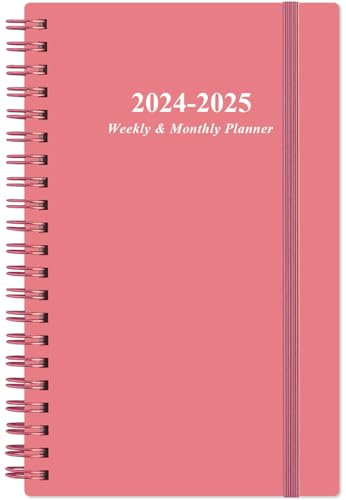2024-2025 Pocket Planner/Calendar - A6 Weekly Monthly Planner, July 2024 - June 2025, 3.75 x 6.75 with Flexible Cover, Tabs, Strong Twin-Wire Binding, Inner Pocket, Pink