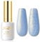 Imtiti Perlen Gel Nagellack, 15 ML Himmelblaues Glitter Zeichen Gel Polish Muschelfaden Schimmer Meerjungfrau Nagel Gel Polish zum Abziehen von UV LED für Heimwerker Nailart Maniküre Salon