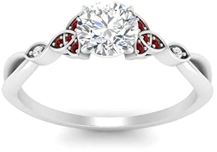 Created Gems Runder facettierter Rubin-Cz-Ring – 999 Silberreinheit Roter Rubin-Cz-Edelsteinringe – edles Schmuckgeschenk für Schönes