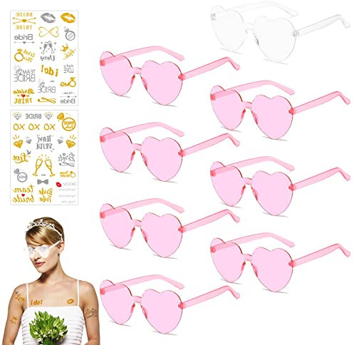 Herz Sonnenbrille, 8 Stück Herzbrille, Sonnenbrille Herzform, Partybrillen mit 2 Aufkleber, Herz Sonnenbrille, Lustige Herz Brille Foto Requisiten für Hochzeiten Valentinstag Maskerade Strand Party