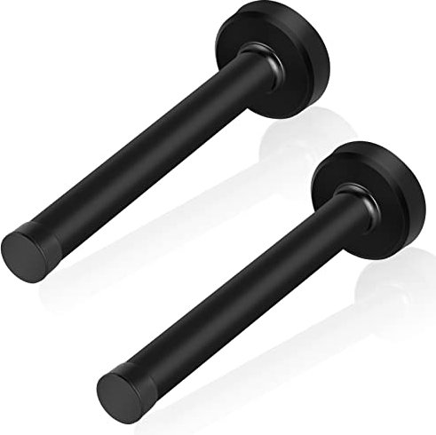 Door Stoppers, Long Door Stop, 5 Inch Door Stopper, Black Doorstops Wall Mount Solid Brushed Stainless Steel Door Stop with Soft Rubber Bumper Tips, 2 Pack