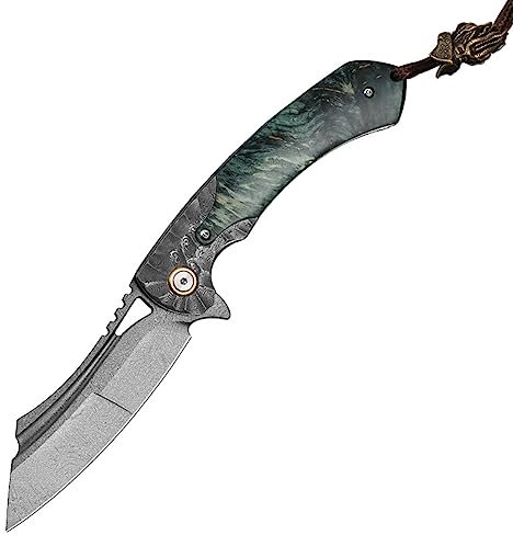 TABKER Klappmesser einhandmesser Taschenmesser Wootz Stahl Damaskus Klappmesser Hohe Härte im Freien Scharfes tragbares Messer