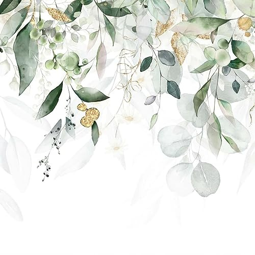 Muralo Fototapete Vlies 3D, Blätter, Kunstdruck, Wandtapete - 405x270 cm | Beeindruckendes 3D-Design, hochauflösender Druck - ideal für Wohnzimmer und Schlafzimmer, Ein außergewöhnliches Raumerlebnis