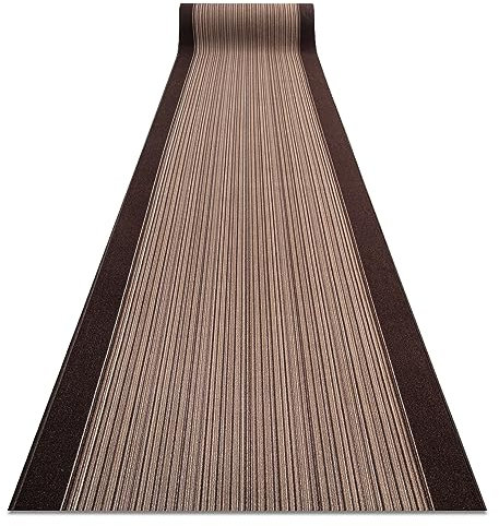 Modernen Preiswert Antirutsch Läufer Carnaby braun, Anti Rutsch Teppich rutschfest Brücke Meterware Rahmen für Küche Wohnzimmer, dauerhaft, 80x450 cm